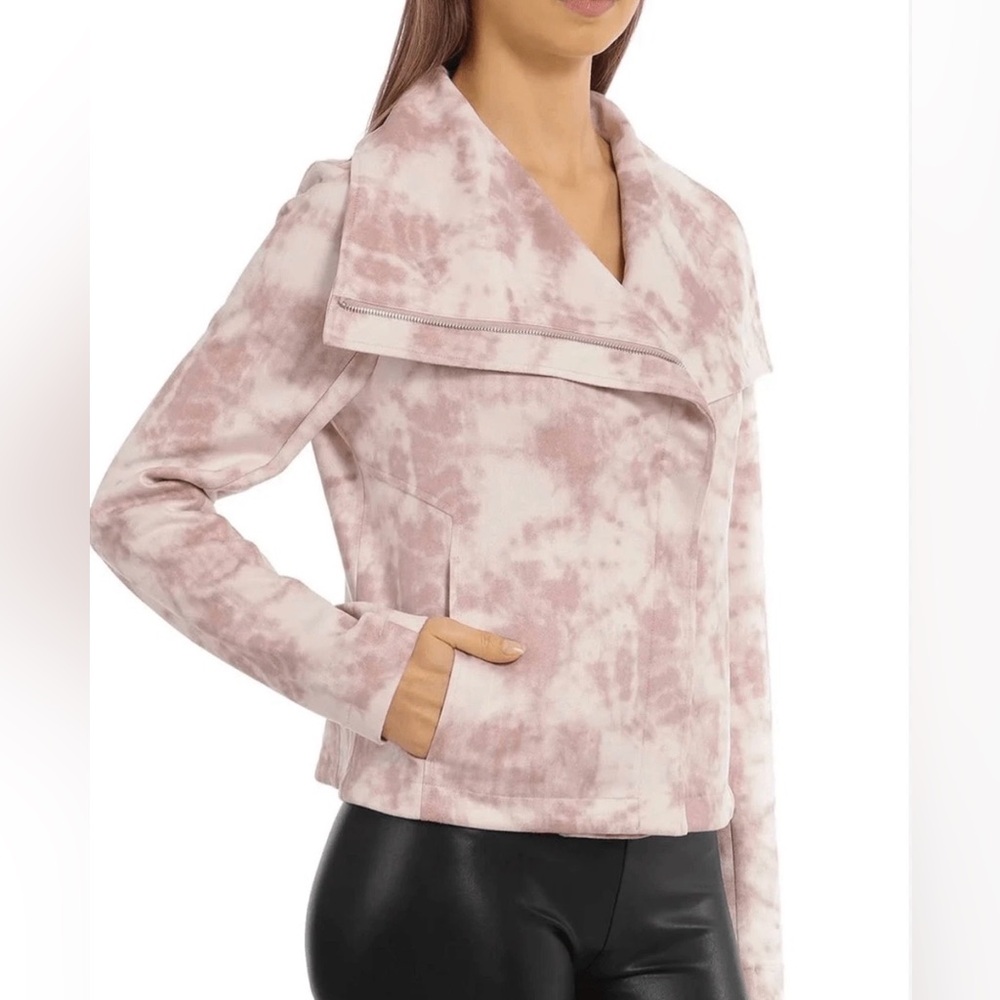 🌸BAGATELLE PINK TIE-DYE MOTO FAUX SUEDE JACKET SIZE XL🌸